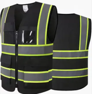 Lime Refletive Tape Black Safety Vest