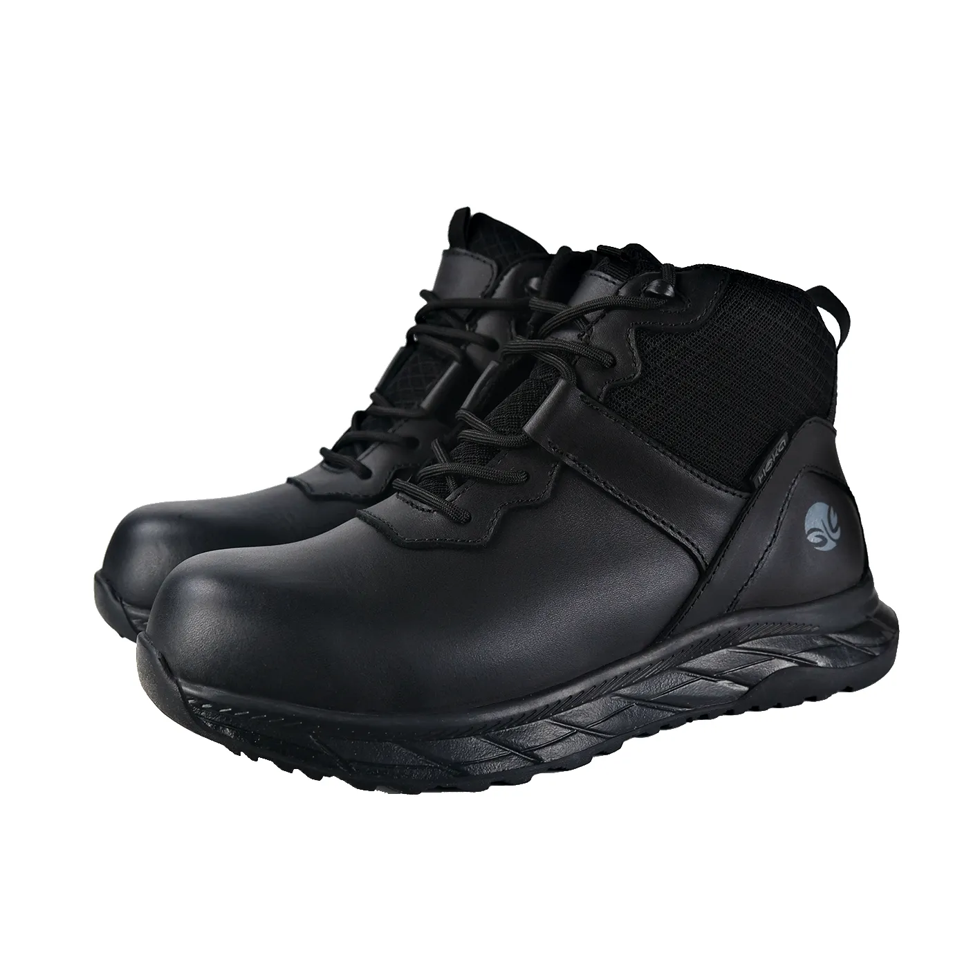 Black Full Grain Leather Fiberglass Kevlar Safety Shoes