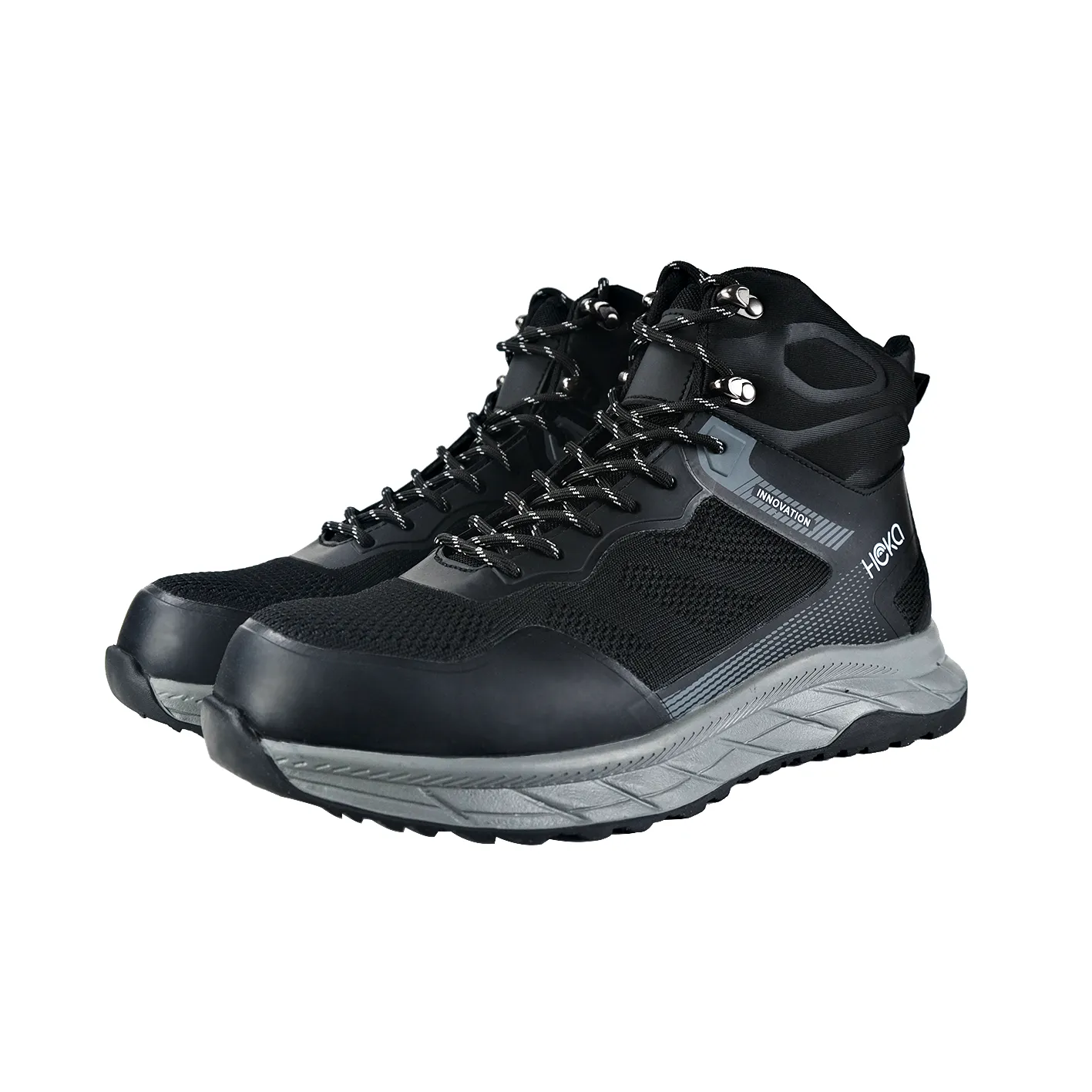 High End Fly Knit Black Mesh Safety Shoes