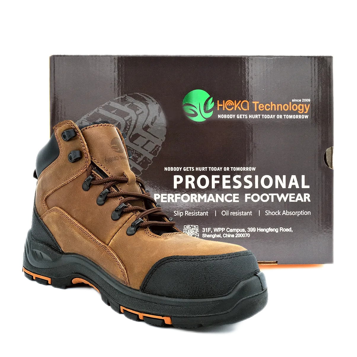 Brown Nubuck Cow Leather Safety Shoes