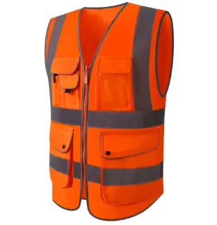 Multi Function Fluoroscent Orange Safety Vest