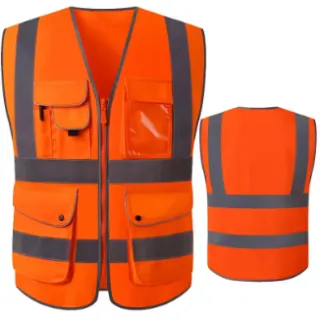 Multi Function Fluoroscent Orange Safety Vest